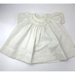 Vintage Nannette Baby Dress Hand Embroidered Pink Flowers‎ Lace Collar 12"